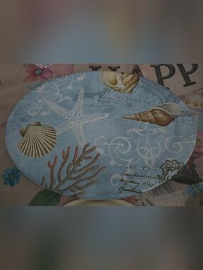 Coastal Seashell Serving Tray - Blue